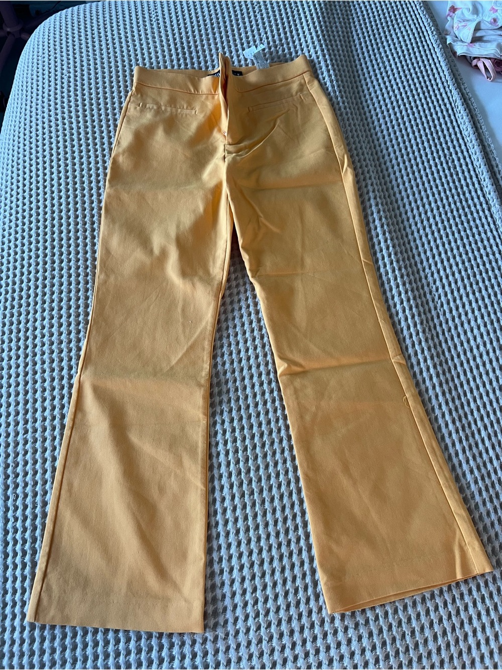 Zara Mustard Yellow Flared Cropped Pants